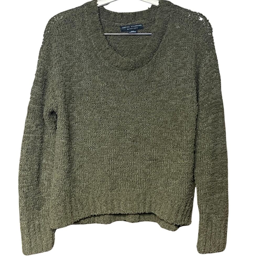 Social Standard by Santuary olive green sweater scoop neck cozy women’s medium